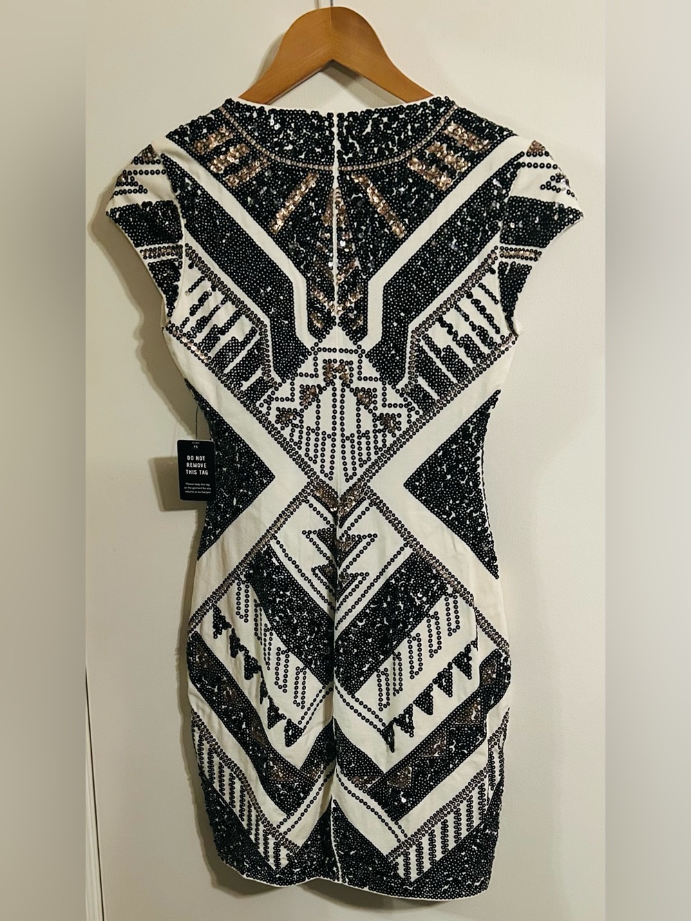 Express White, Black & Gold Sequin Mini Dress Size XS - NWT